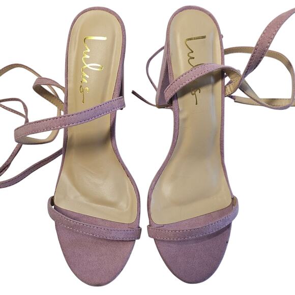 Lulus Dusty Lilac Purple Suede Lace-up wrap 4" Heel Formal Pumps Shoe Size 8.5 - Picture 6 of 11